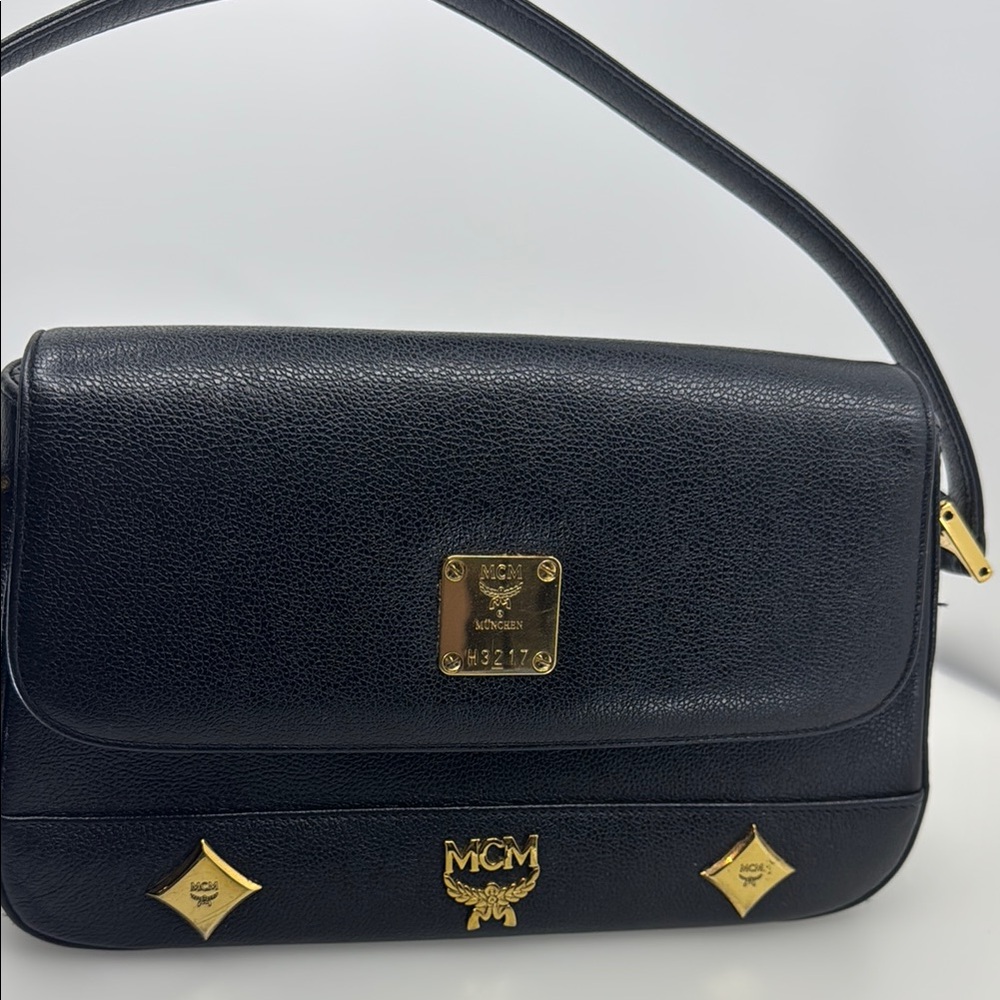 MCM Black Leather Shoulder Bag
